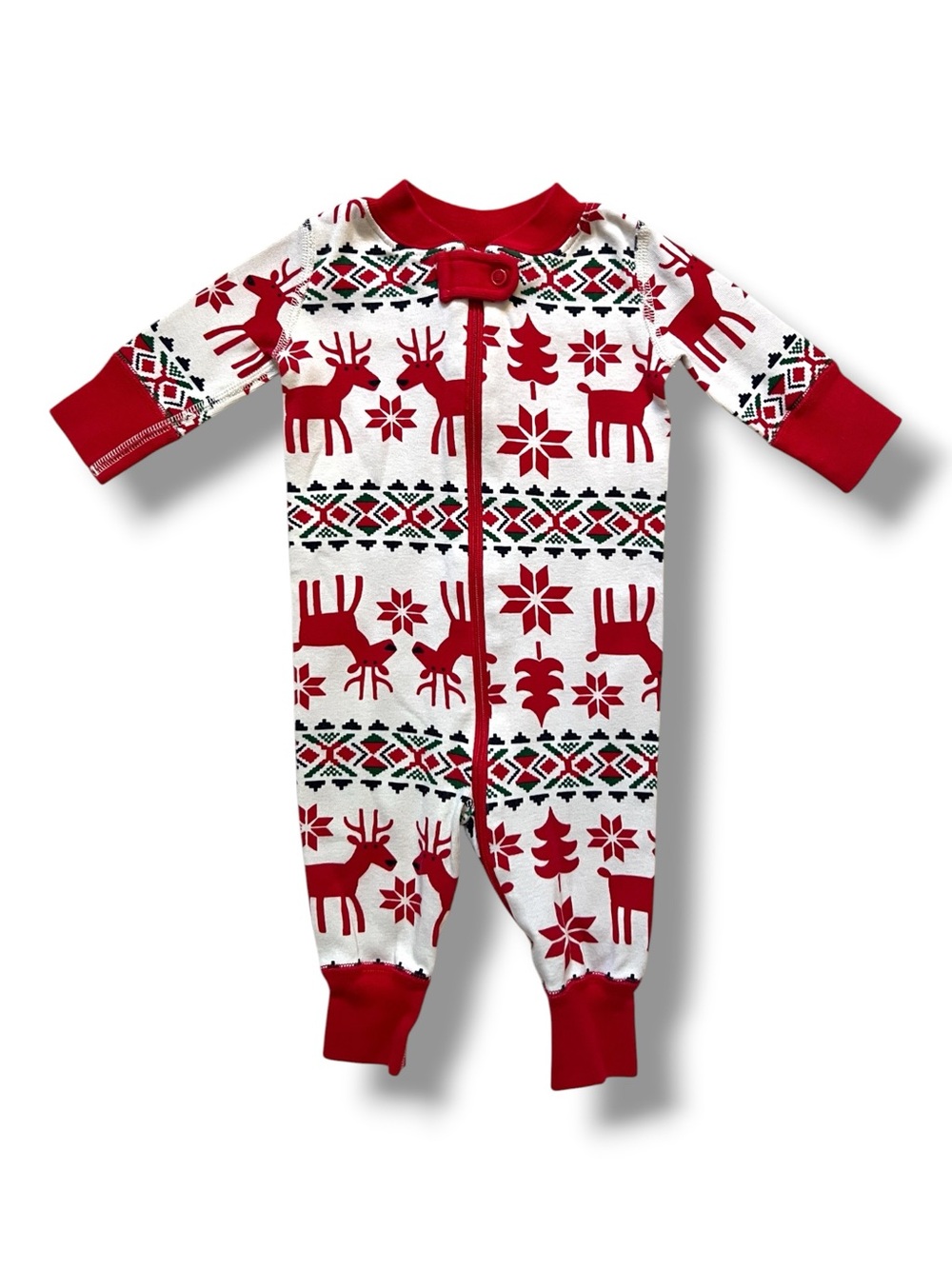 Hanna Andersson Dear Deer Baby Sleeper 0-6M Organic Cotton Christmas Pajama